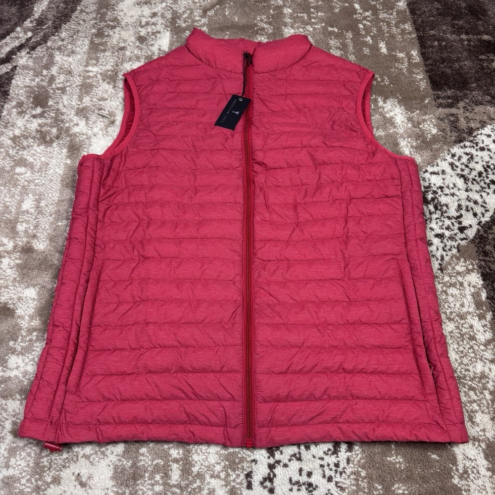American Tall Puffer Vest Mens Large Tall Red Zip Casual Outdoor Hiking Packable